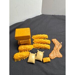 Vintage New Ray Farm 12 Piece Playset Accessories Bales Hay Feed Bags